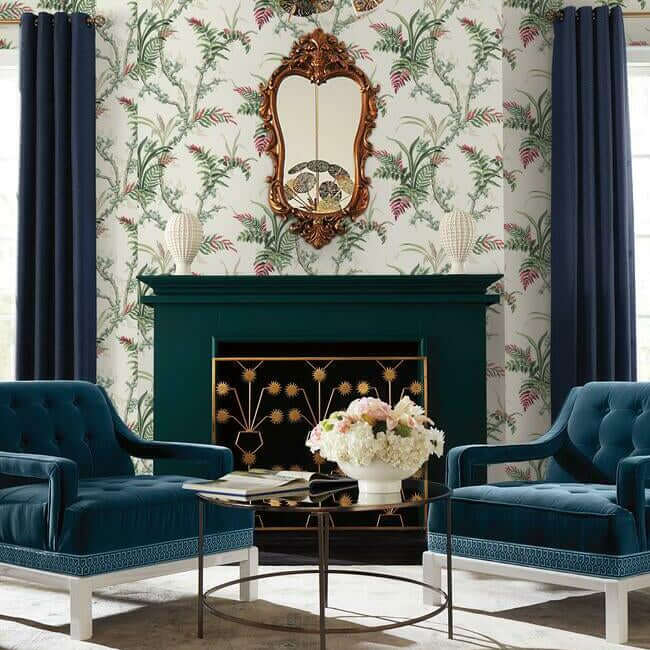 enchanted-fern-green-red-wallpaper-york-wallcoverings-gr5993 - York Wallcoverings Wallpaper