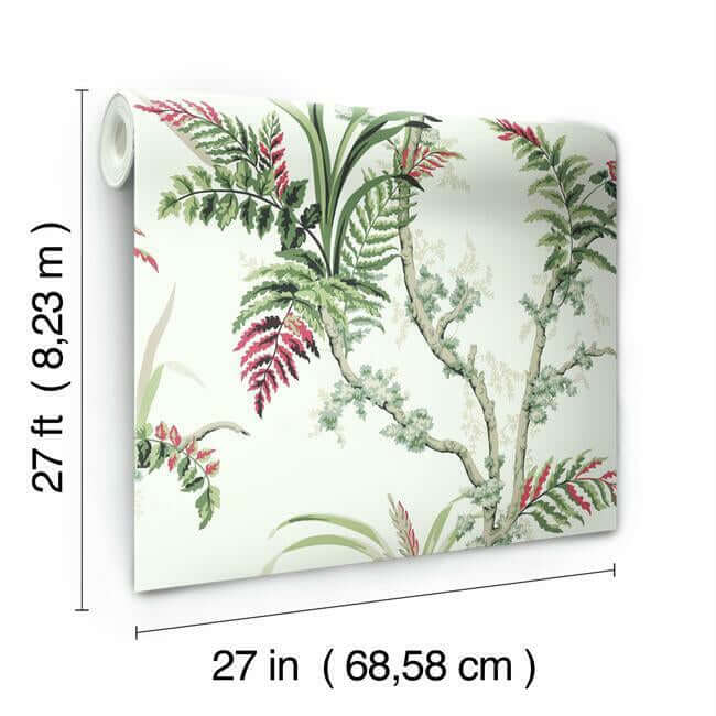 Enchanted Fern Green & Red Wallpaper - York Wallcoverings - GR5993 - York Wallcoverings Wallpaper
