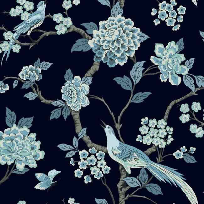 Fanciful Navy Wallpaper - York Wallcoverings - GR5934 - York Wallcoverings Wallpaper