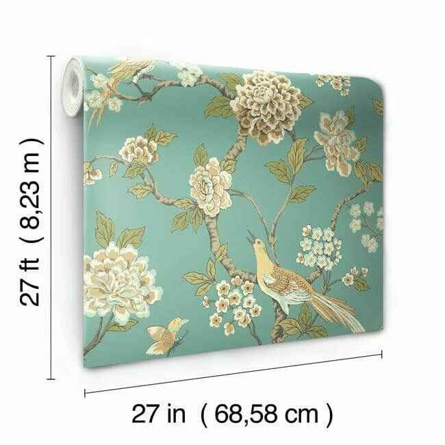 Fanciful Teal Wallpaper - York Wallcoverings - AF1901 - York Wallcoverings Wallpaper