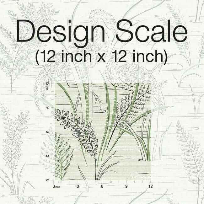 Fernwater Cranes Black & Green Wallpaper - York Wallcoverings - GR5952 - York Wallcoverings Wallpaper