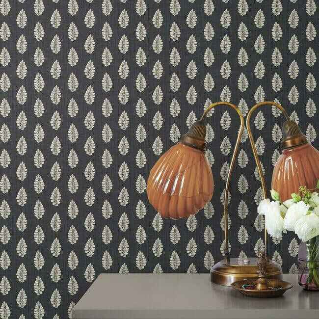Leaf Pendant Black Wallpaper - York Wallcoverings - GR5965 - York Wallcoverings Wallpaper