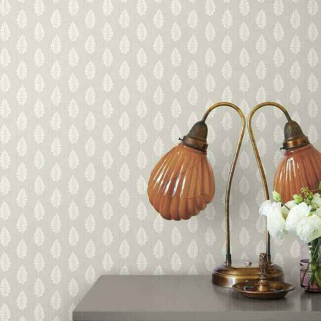Leaf Pendant Grey Wallpaper - York Wallcoverings - GR5962