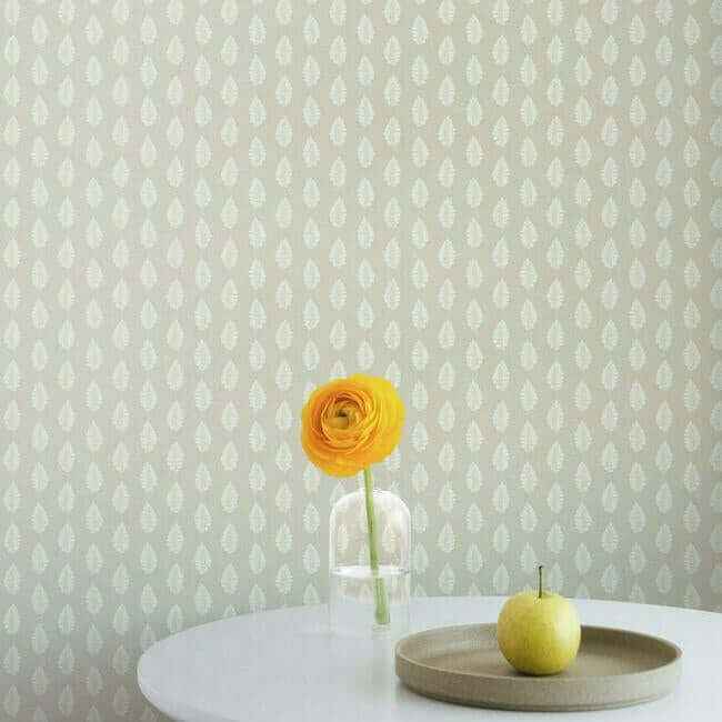 Leaf Pendant Linen Wallpaper - York Wallcoverings - GR5964