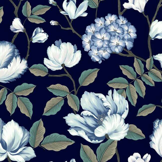 morning-garden-navy-wallpaper-york-wallcoverings-gr5902 - York Wallcoverings Wallpaper