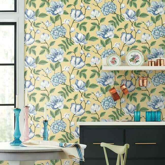 Morning Garden Yellow Wallpaper - York Wallcoverings - GR5904 - York Wallcoverings Wallpaper