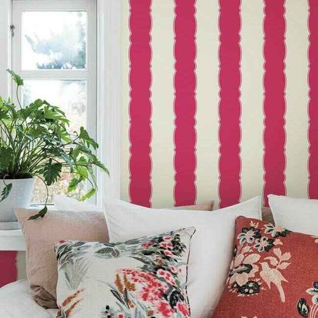 Scalloped Stripe Red Wallpaper - York Wallcoverings - GR6011 - York Wallcoverings Wallpaper