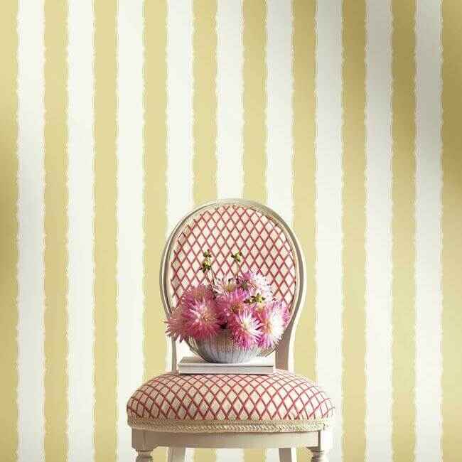 Scalloped Stripe Yellow Wallpaper - York Wallcoverings - GR6016 - York Wallcoverings Wallpaper