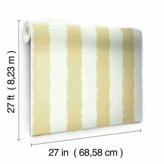 Scalloped Stripe Yellow Wallpaper - York Wallcoverings - GR6016 - York Wallcoverings Wallpaper