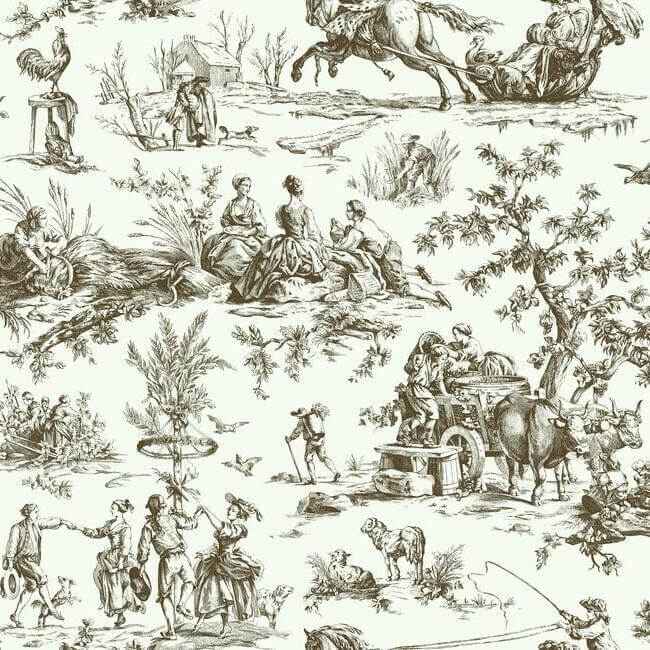Seasons Toile Brown Wallpaper - York Wallcoverings - GR5921 - York Wallcoverings Wallpaper