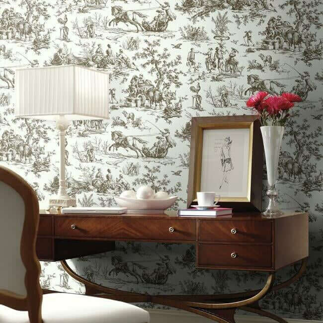 seasons-toile-brown-wallpaper-york-wallcoverings-gr5921 - York Wallcoverings Wallpaper