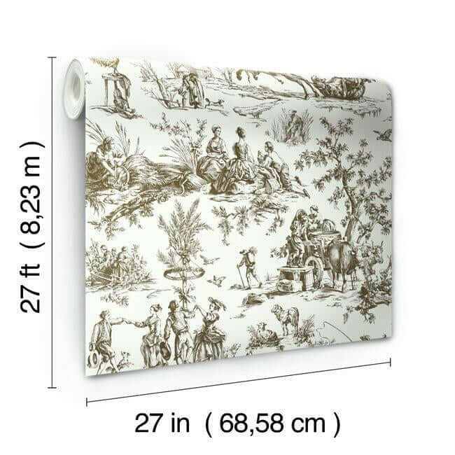 seasons-toile-brown-wallpaper-york-wallcoverings-gr5921 - York Wallcoverings Wallpaper