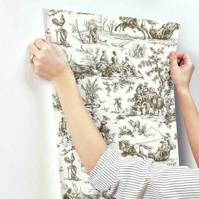 Seasons Toile Brown Wallpaper - York Wallcoverings - GR5921 - York Wallcoverings Wallpaper