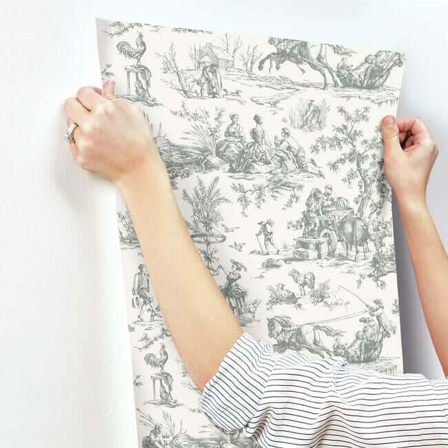 seasons-toile-grey-wallpaper-york-wallcoverings-gr5922 - York Wallcoverings Wallpaper