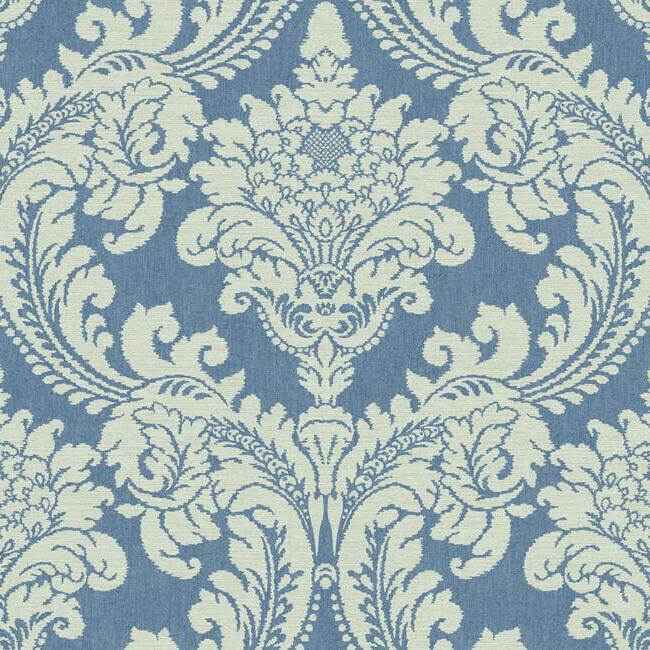 Tapestry Damask Blue Wallpaper - York Wallcoverings - GR6024 - York Wallcoverings Wallpaper
