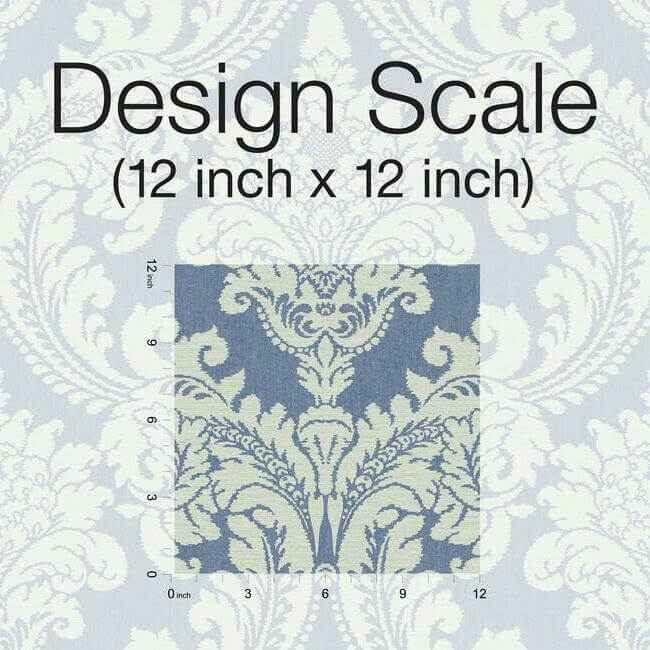 Tapestry Damask Blue Wallpaper - York Wallcoverings - GR6024 - York Wallcoverings Wallpaper