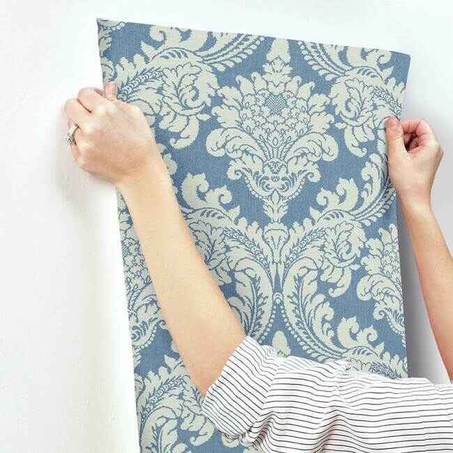 tapestry-damask-blue-wallpaper-york-wallcoverings-gr6024 - York Wallcoverings Wallpaper