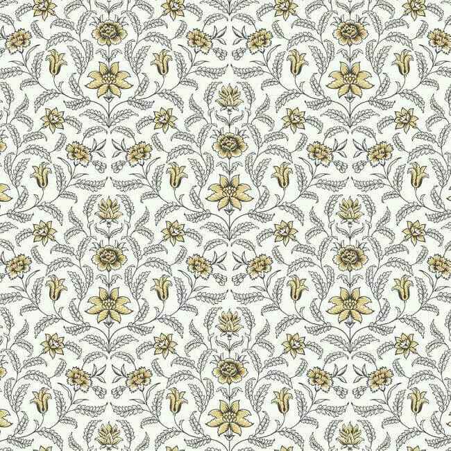 Vintage Blooms Yellow Wallpaper - York Wallcoverings - GR5983