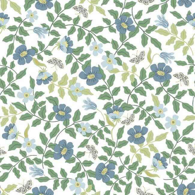 Primrose Blue & White Peel & Stick Wallpaper - York Wallcoverings - PSW1316RL