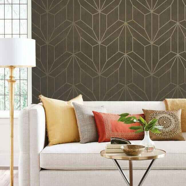 Hammered Diamond Inlay Grey & Wood Wallpaper - York Wallcoverings - MM1710 - York Wallcoverings Wallpaper