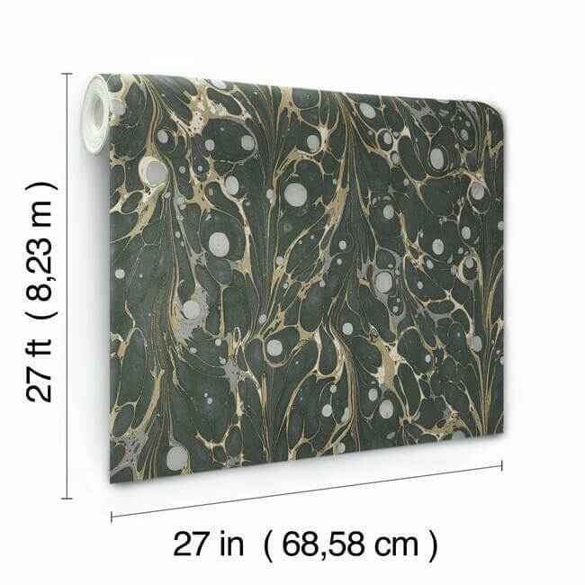 Marbled Endpaper Black & Gold Wallpaper - York Wallcoverings - NV5591 - York Wallcoverings Wallpaper