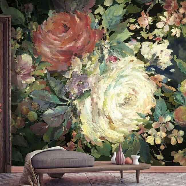Impressionist Floral Red Wall Mural - York Wallcoverings - MU0246M - York Wallcoverings Wallpaper