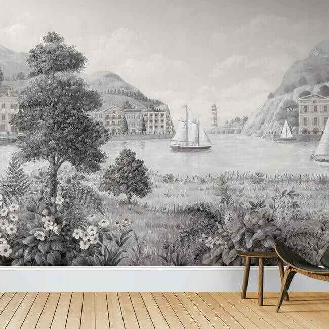 Safe Harbor Grey Wall Mural - York Wallcoverings - MU0319M - York Wallcoverings Wallpaper