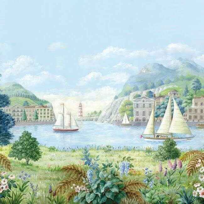 Safe Harbor Light Blue Wall Mural - York Wallcoverings - MU0318M