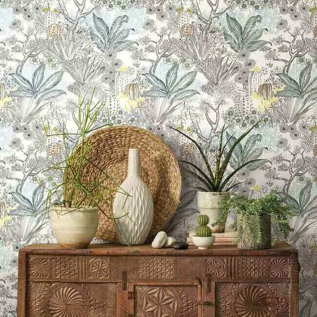 Flowering Desert Black Wallpaper - York Wallcoverings - ON1611 - York Wallcoverings Wallpaper