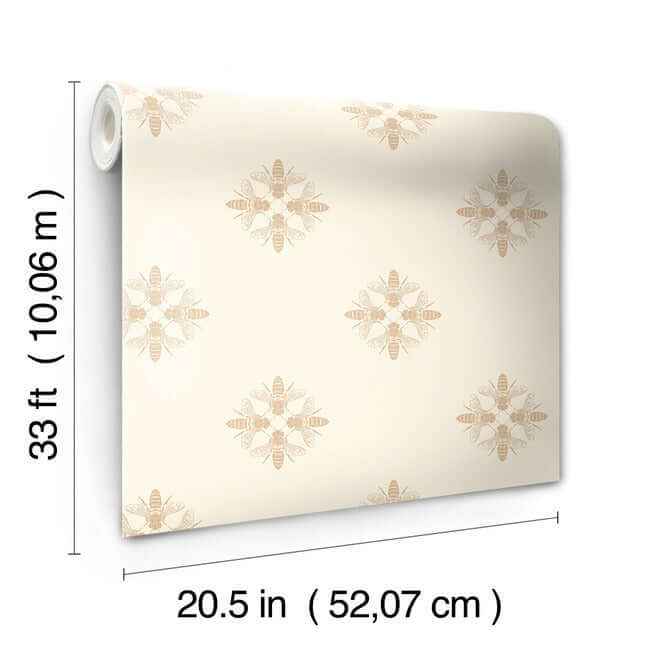 Honey Bee Gold & Cream Wallpaper - York Wallcoverings - ON1641 - York Wallcoverings Wallpaper