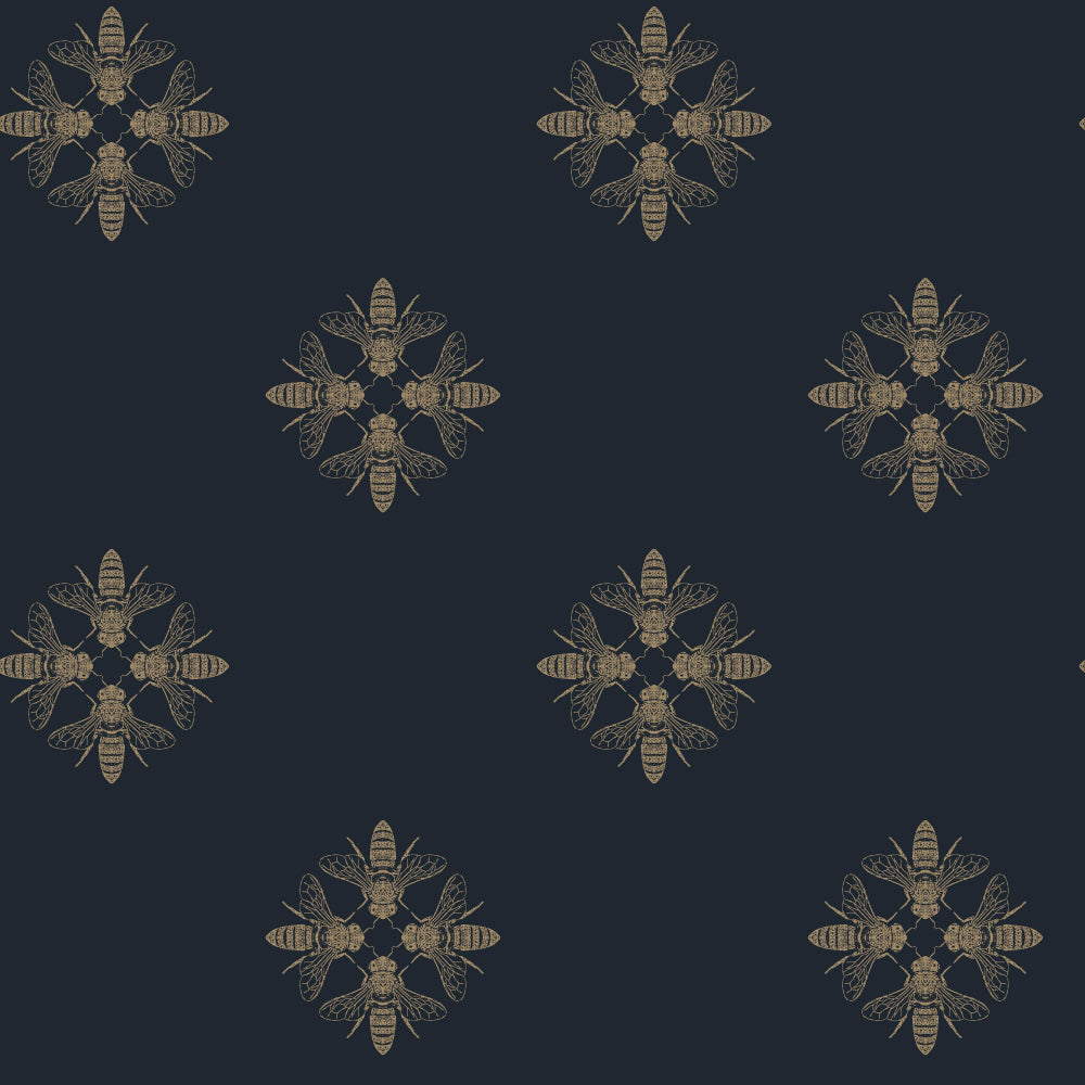 honey-bee-wallpaper-gold-navy-york-wallcoverings-on1644