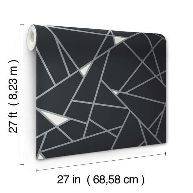 prismatic-black-silver-wallpaper-york-wallcoverings-bw3985 - York Wallcoverings Wallpaper