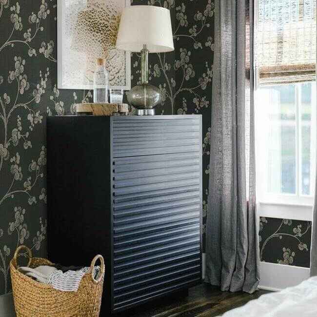 Dahlia Trail Black & Taupe Wallpaper - York Wallcoverings - SS2502