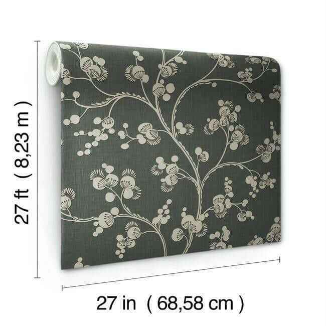 Dahlia Trail Black & Taupe Wallpaper - York Wallcoverings - SS2502 - York Wallcoverings Wallpaper
