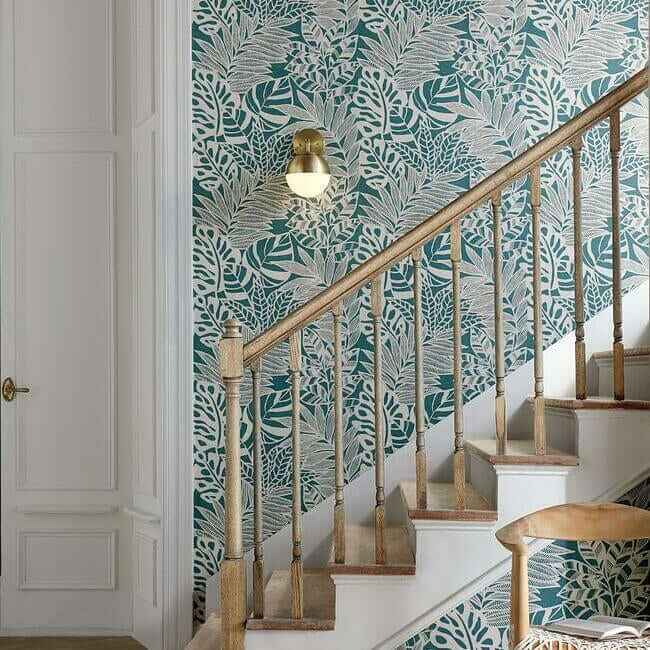 Jungle Leaves Teal Wallpaper - York Wallcoverings - SS2572 - York Wallcoverings Wallpaper