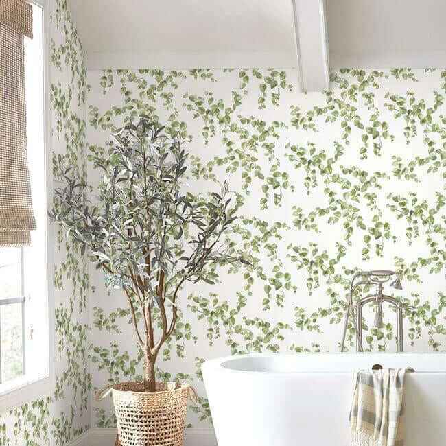 Creeping Fig Vine Green Wallpaper - York Wallcoverings - FH4036
