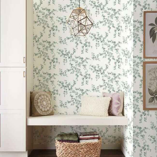 Creeping Fig Vine Sage Wallpaper - York Wallcoverings - FH4037 - York Wallcoverings Wallpaper
