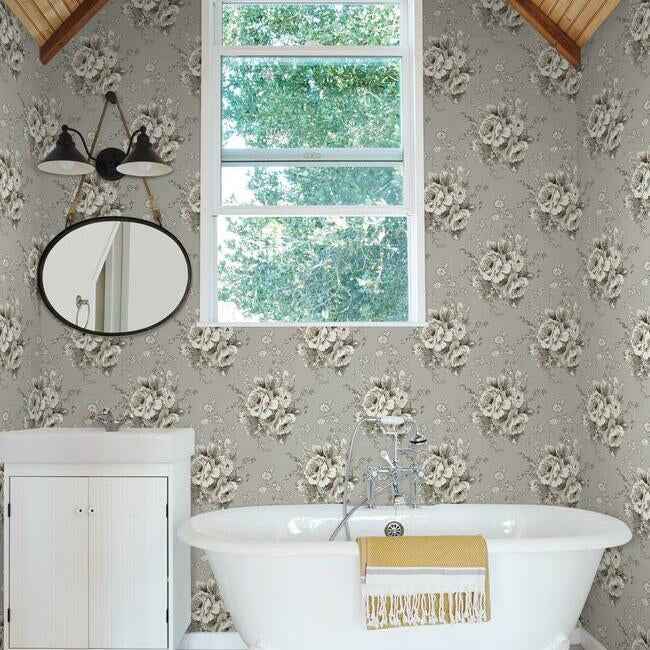Heritage Rose Taupe Wallpaper - York Wallcoverings - FH4089 - York Wallcoverings Wallpaper