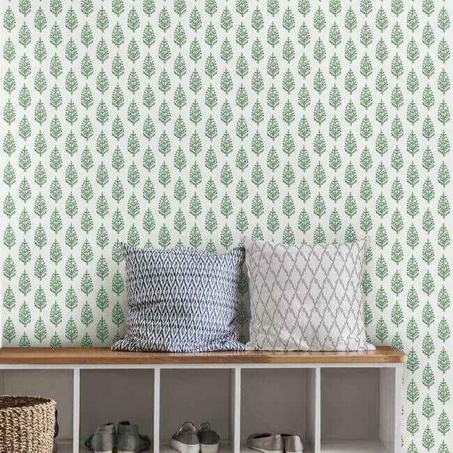 Paisley on Calico Green Wallpaper - York Wallcoverings - FH4067 - York Wallcoverings Wallpaper