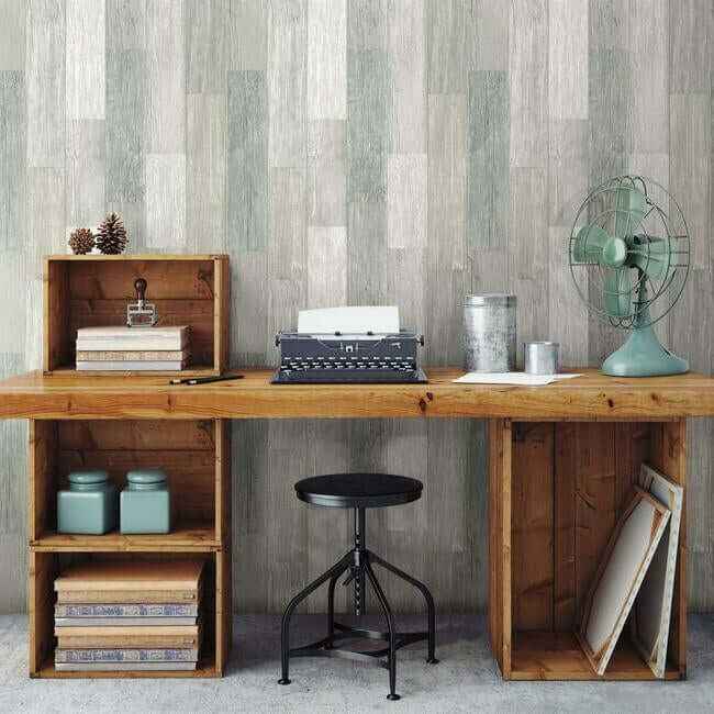 Bleached Pallet Board White Wallpaper - York Wallcoverings - FH4003 - York Wallcoverings Wallpaper