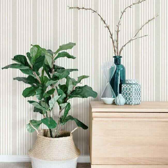 French Linen Stripe Soft Linen Wallpaper - York Wallcoverings - SR1581 - York Wallcoverings Wallpaper