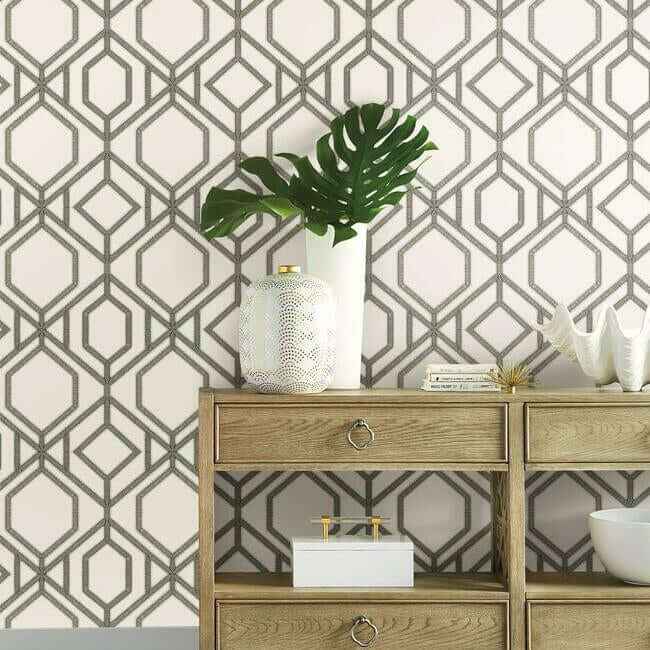 Sawgrass Trellis White & Taupe Wallpaper - York Wallcoverings - TC2635 - York Wallcoverings Wallpaper