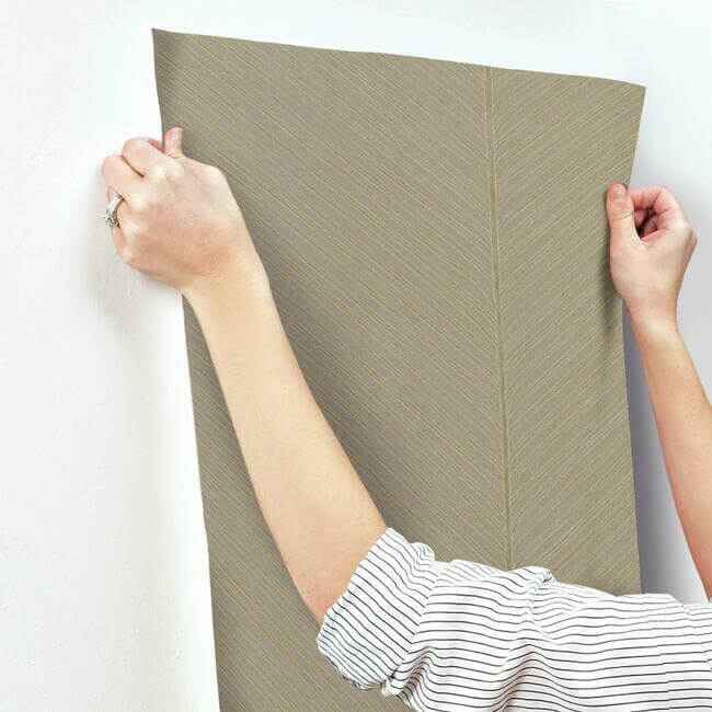 Palm Chevron Taupe & Gold Wallpaper - York Wallcoverings - TC2699 - York Wallcoverings Wallpaper