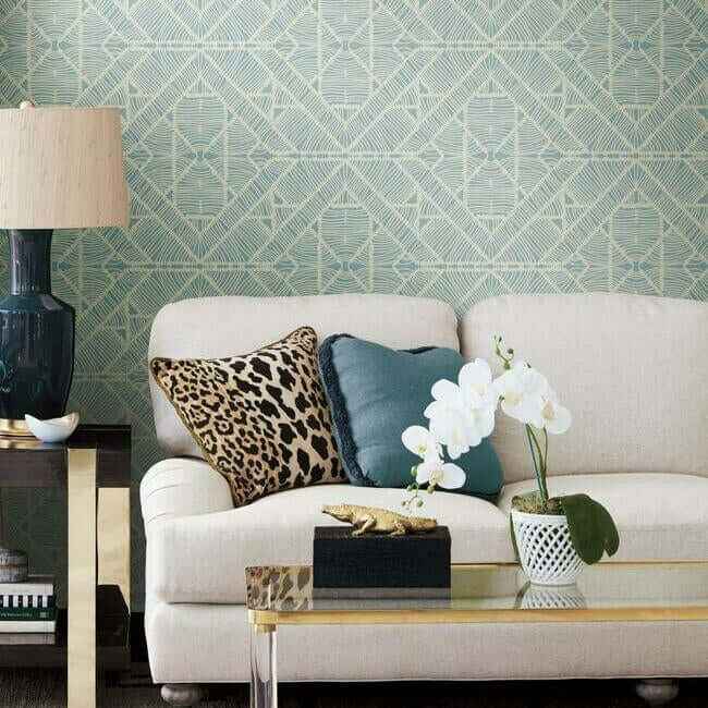 Diamond Macrame Blue Wallpaper - York Wallcoverings - TC2704 - York Wallcoverings Wallpaper