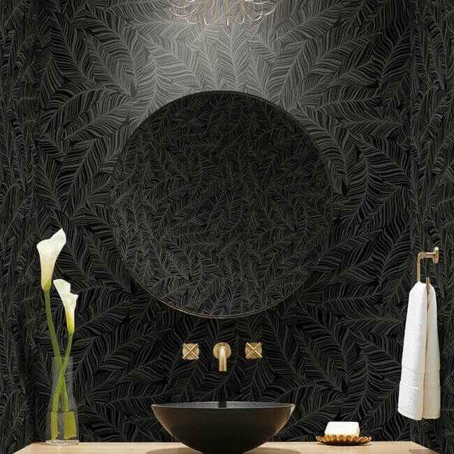Rainforest Canopy Black Wallpaper - York Wallcoverings - TC2712 - York Wallcoverings Wallpaper