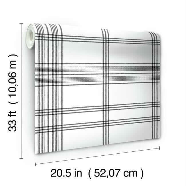 charter-plaid-wallpaper-black-york-wallcoverings-cv4464 - York Wallcoverings Wallpaper