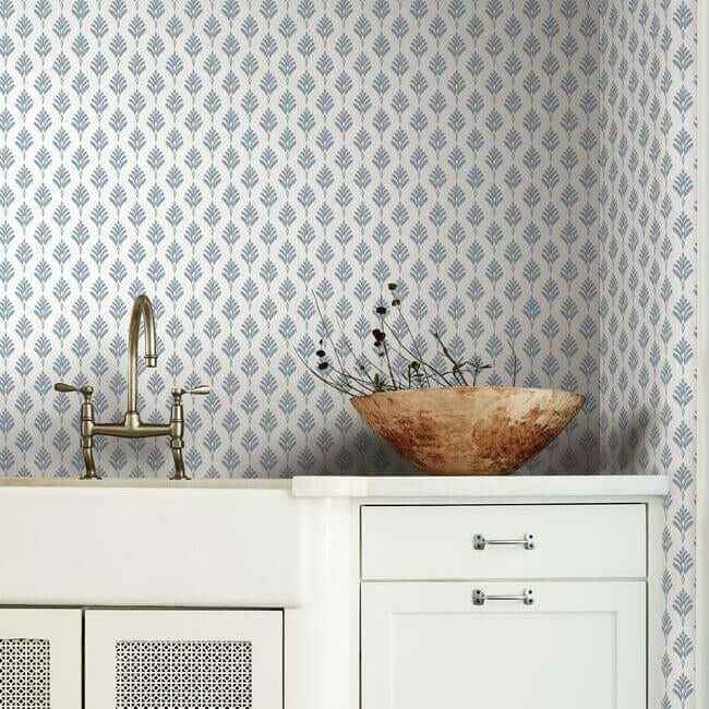 French Scallop Blue Wallpaper - York Wallcoverings - CV4459 - York Wallcoverings Wallpaper
