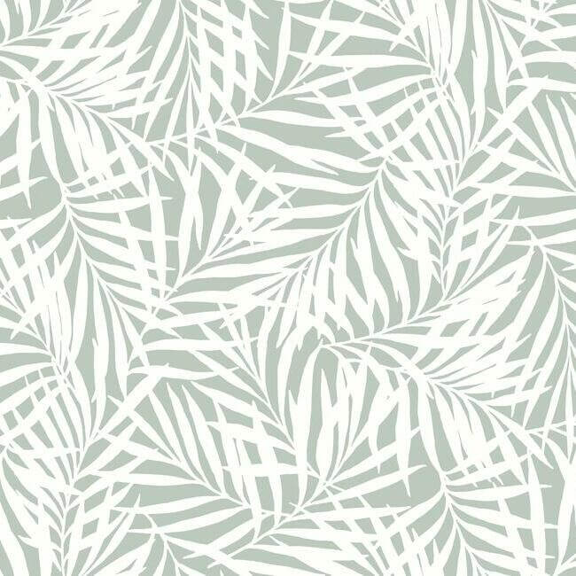 oahu-fronds-light-green-white-wallpaper-york-wallcoverings-cv4434 - York Wallcoverings Wallpaper