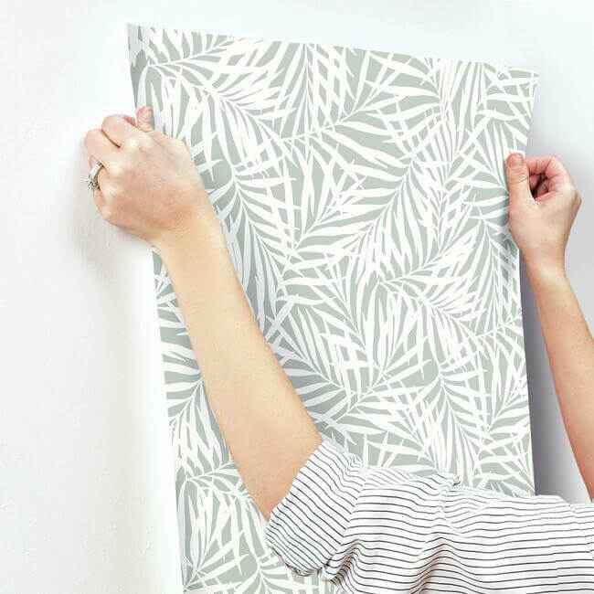 Oahu Fronds Light Green & White Wallpaper - York Wallcoverings - CV4434 - York Wallcoverings Wallpaper