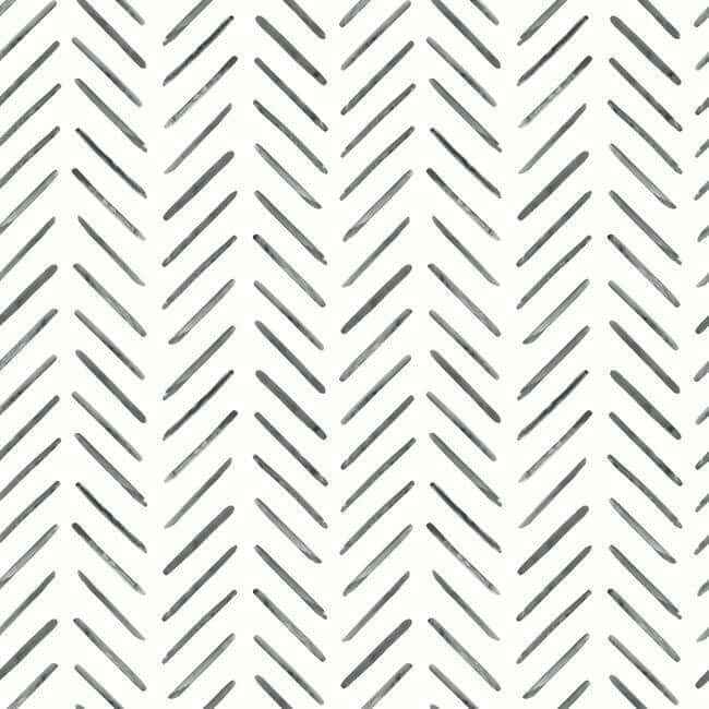 Painted Herringbone Black Wallpaper - York Wallcoverings - CV4454
